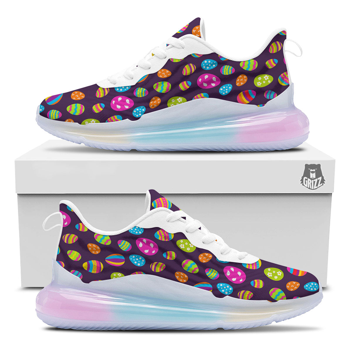 Easter Eggs Colorful Cute Print Pattern Running Sneakers-grizzshop
