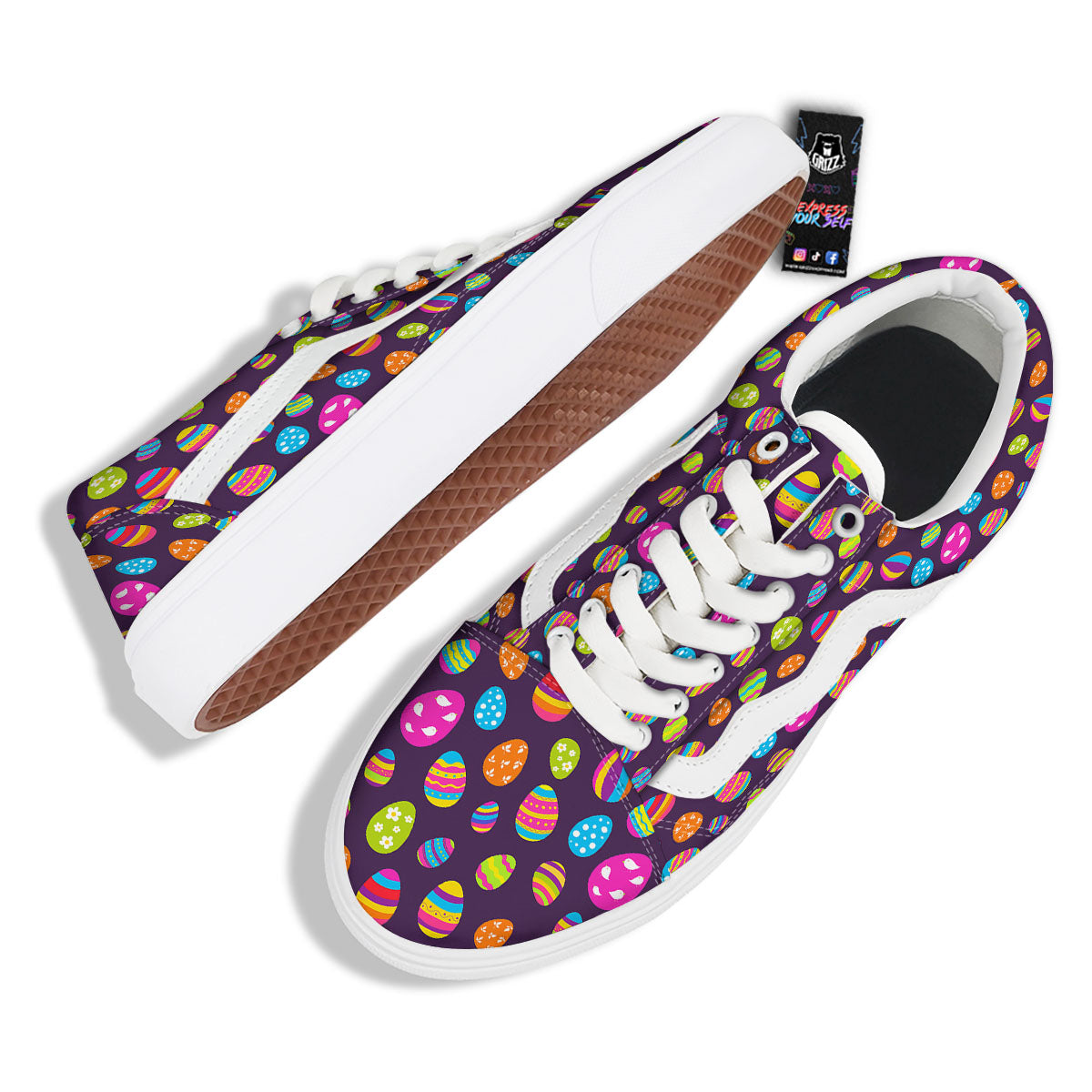 Easter Eggs Colorful Cute Print Pattern Skate Shoes-grizzshop
