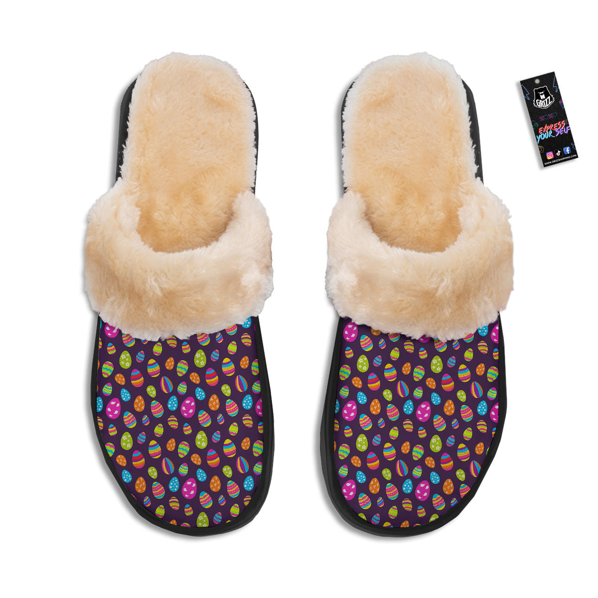Easter Eggs Colorful Cute Print Pattern Slippers-grizzshop