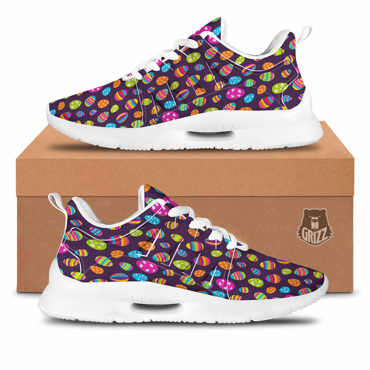 Easter Eggs Colorful Cute Print Pattern Tennis Shoes-grizzshop