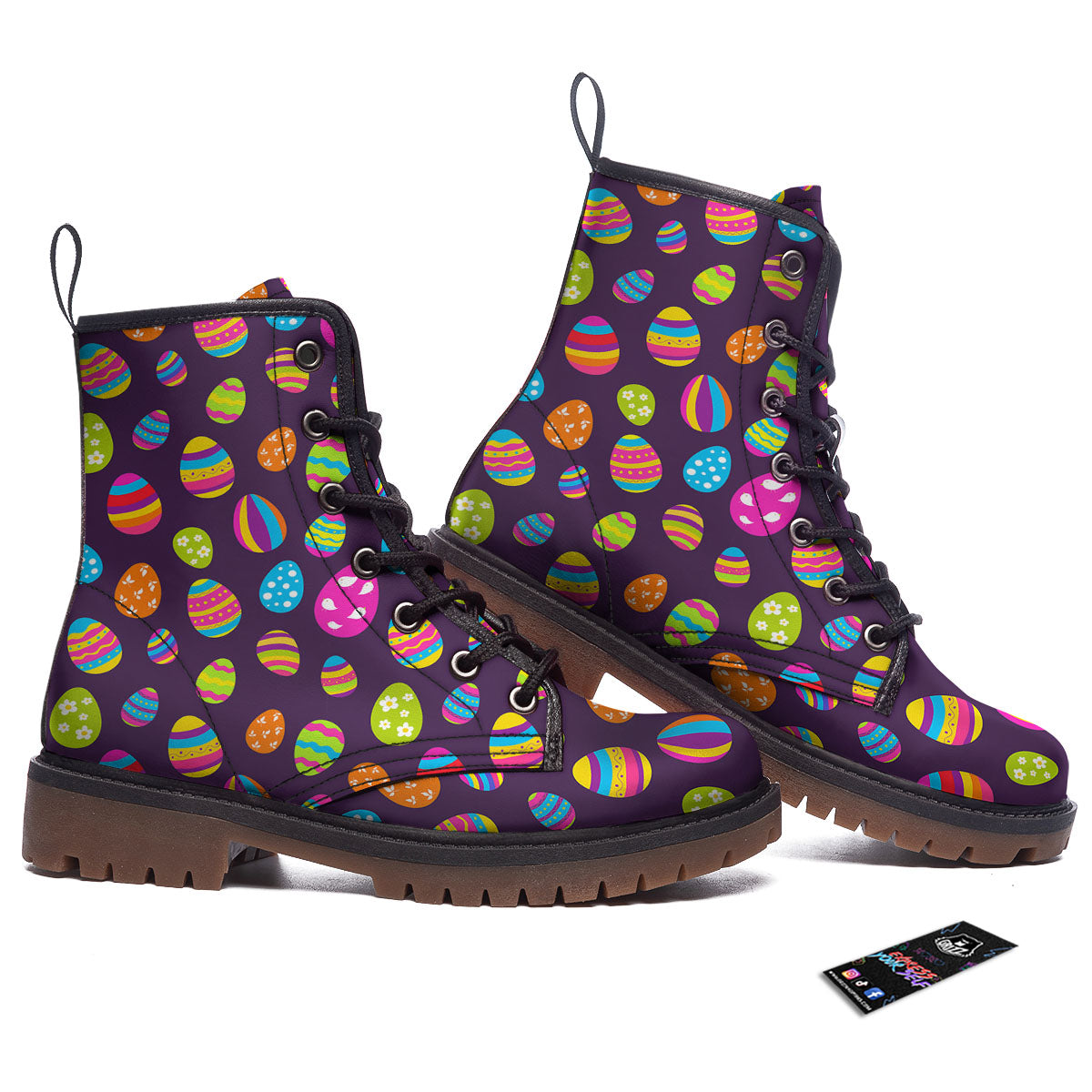 Easter Eggs Colorful Cute Print Pattern Work Boots-grizzshop