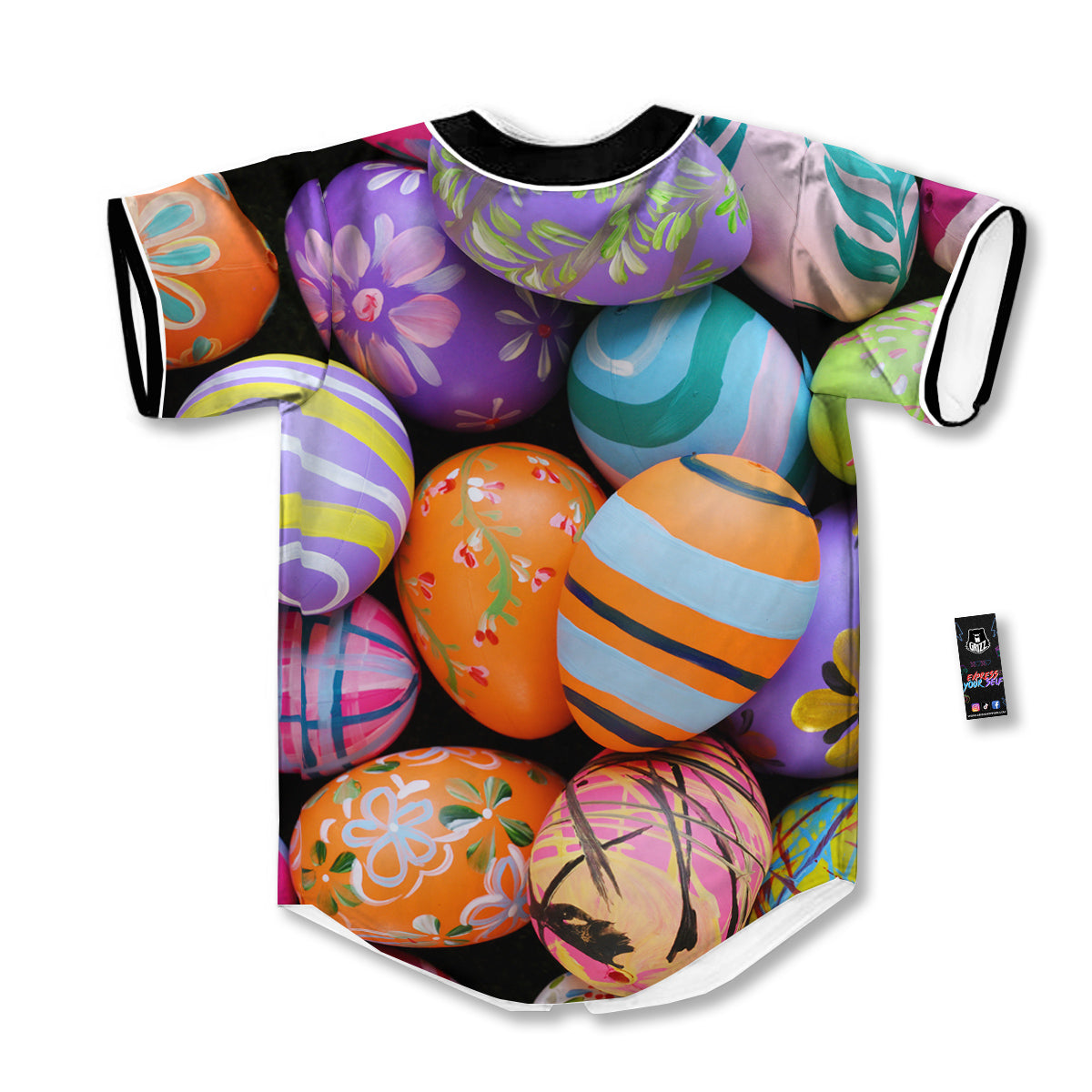 Easter Eggs Colorful Print Baseball Jersey-grizzshop