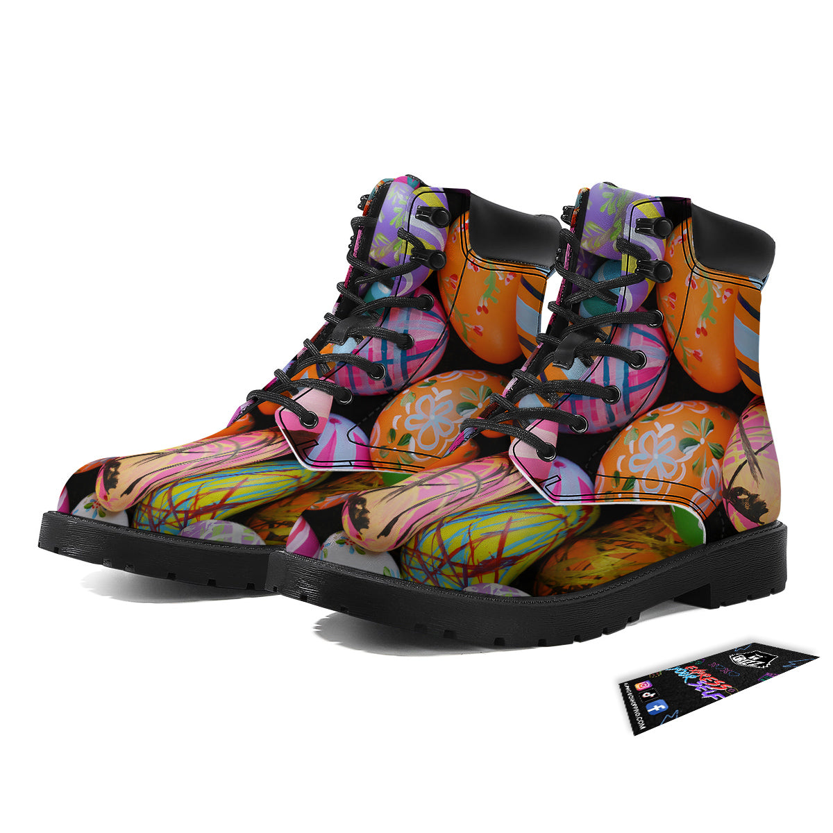 Easter Eggs Colorful Print Boots-grizzshop