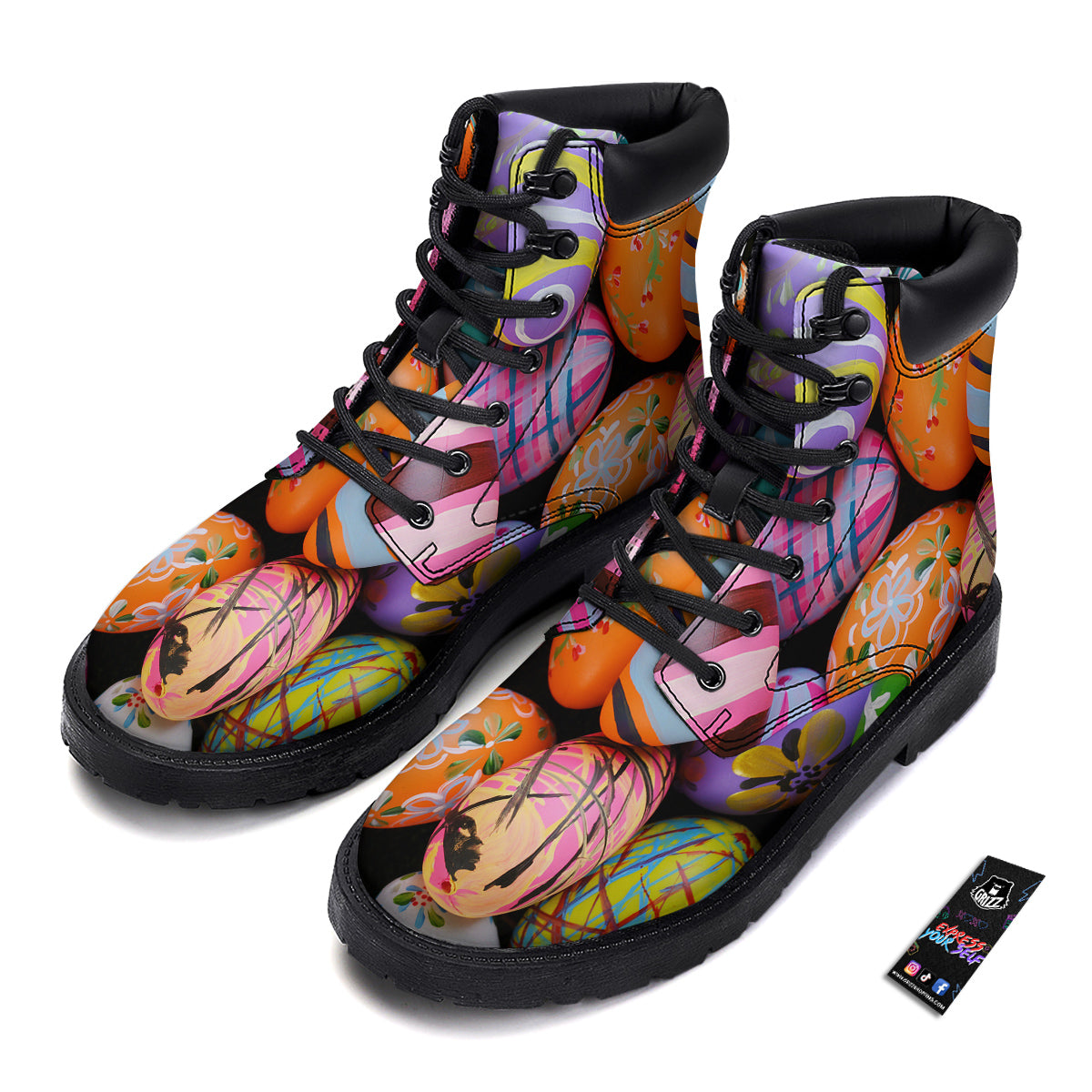 Easter Eggs Colorful Print Boots-grizzshop