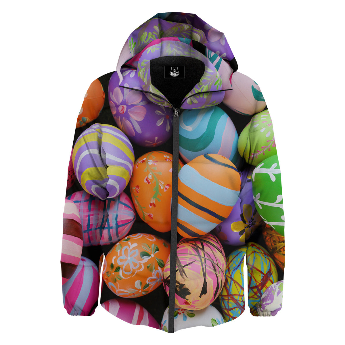 Easter Eggs Colorful Print Down Jacket-grizzshop