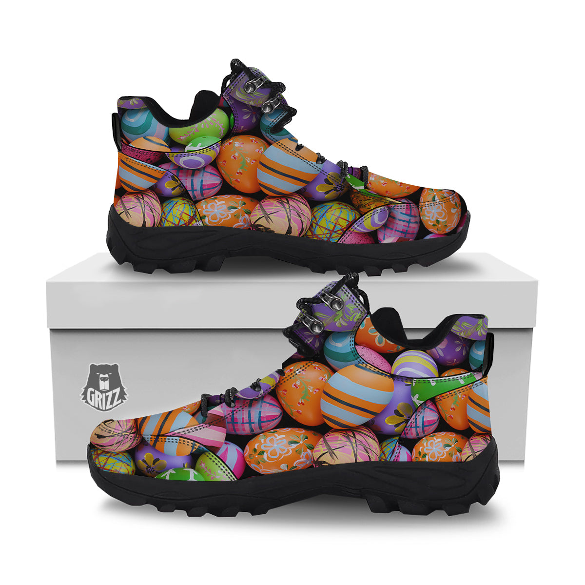 Easter Eggs Colorful Print Hiking Shoes-grizzshop