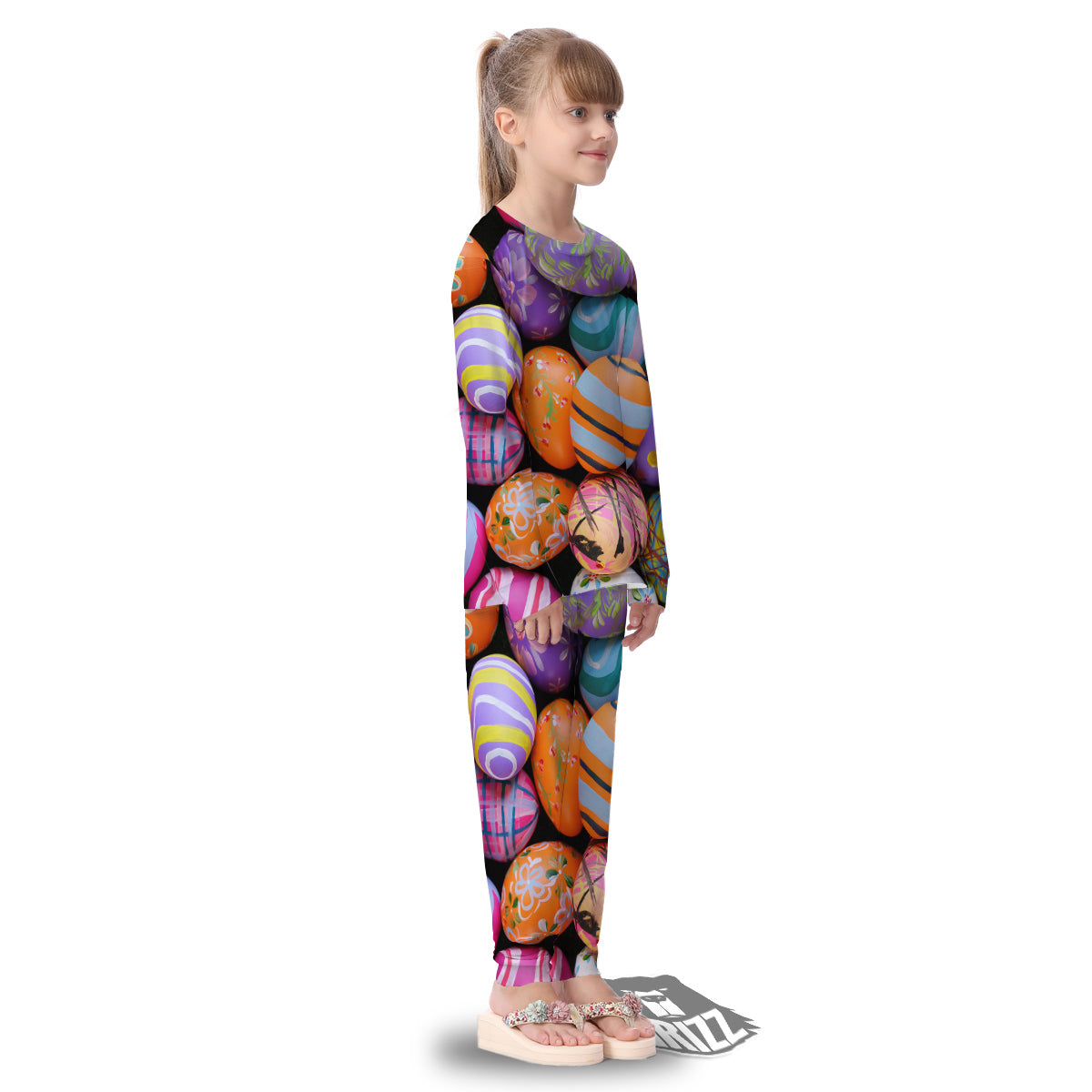 Easter Eggs Colorful Print Kid's Pajamas-grizzshop
