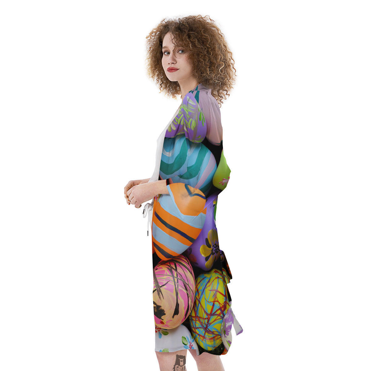 Easter Eggs Colorful Print Kimono-grizzshop