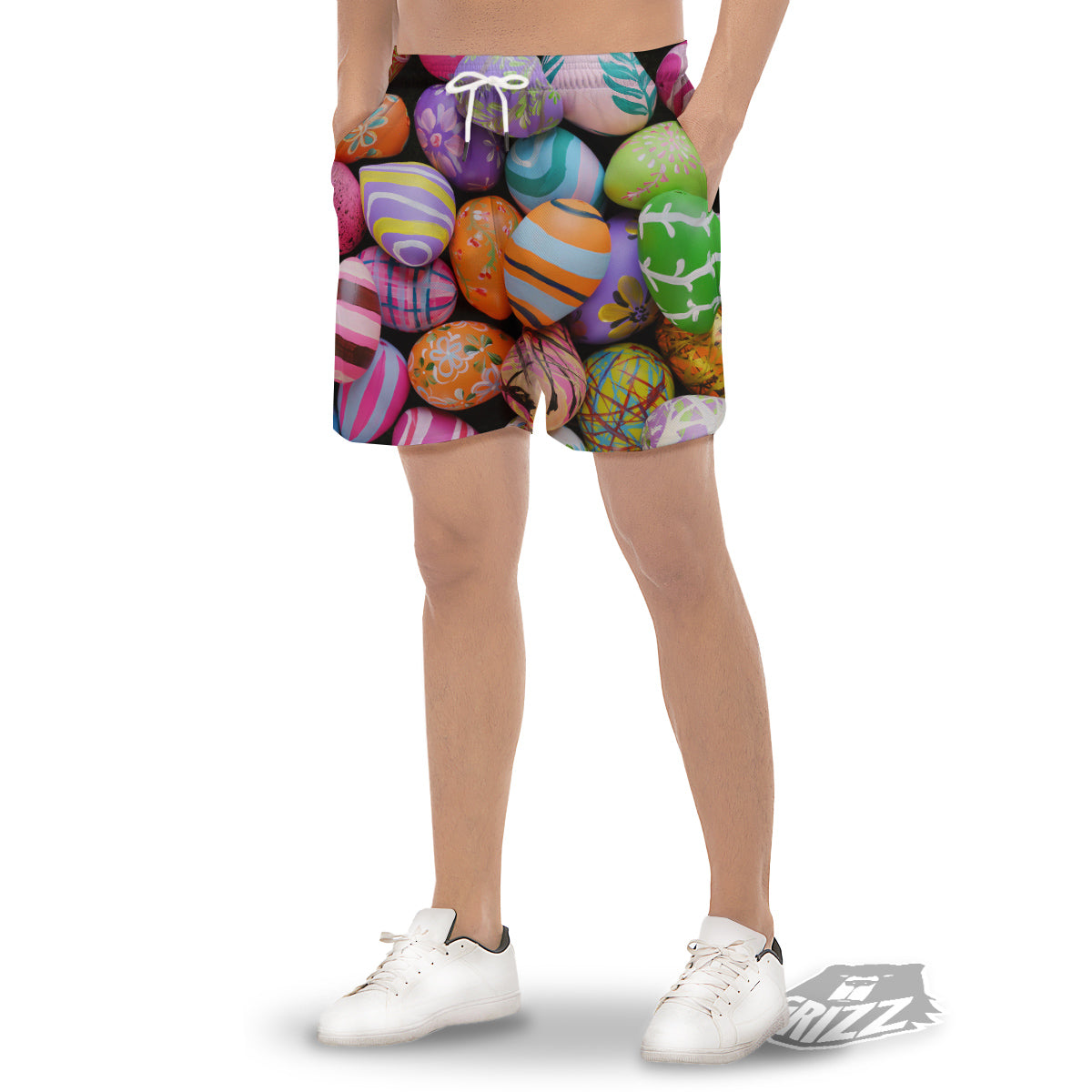 Easter Eggs Colorful Print Men's Gym Shorts-grizzshop