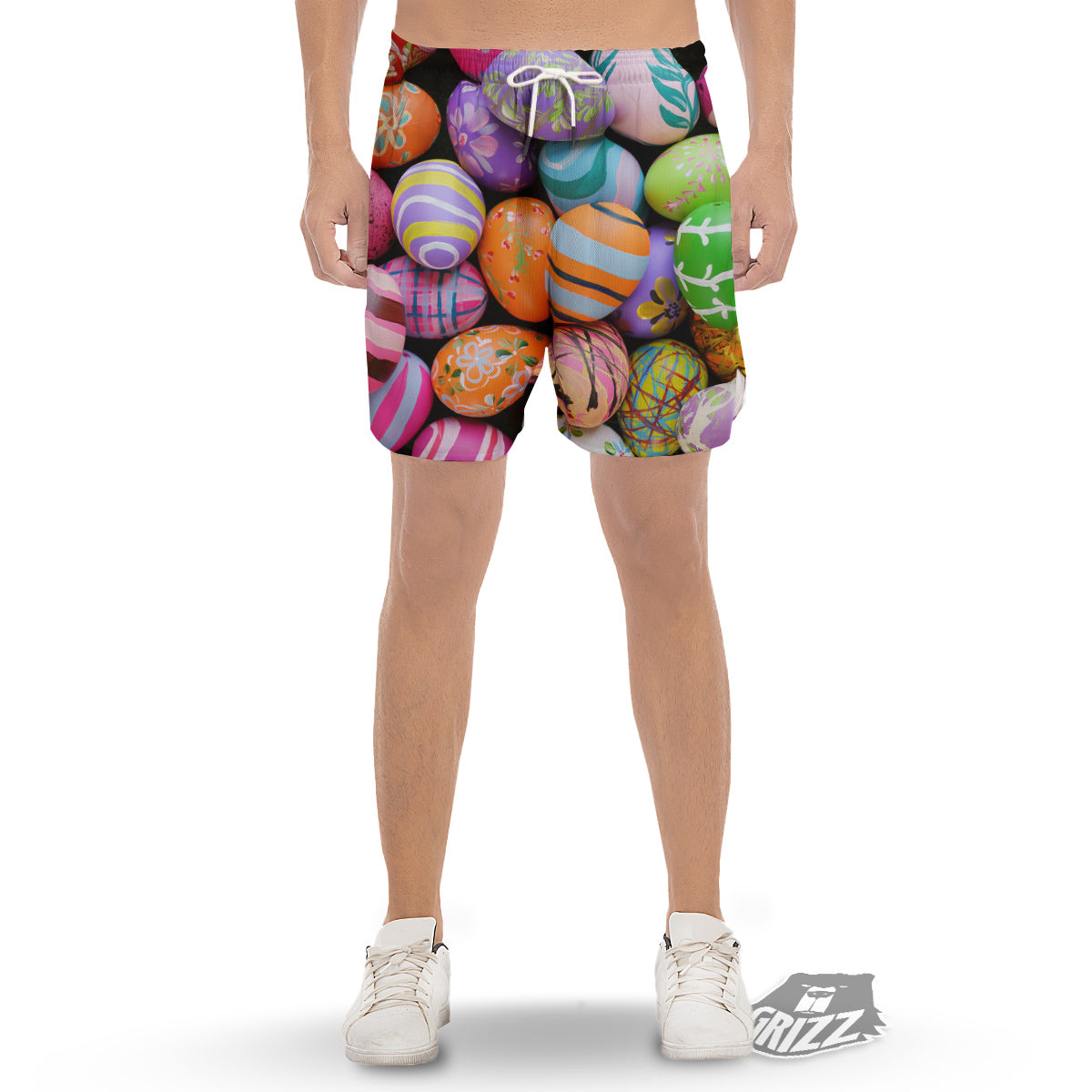 Easter Eggs Colorful Print Men's Gym Shorts-grizzshop