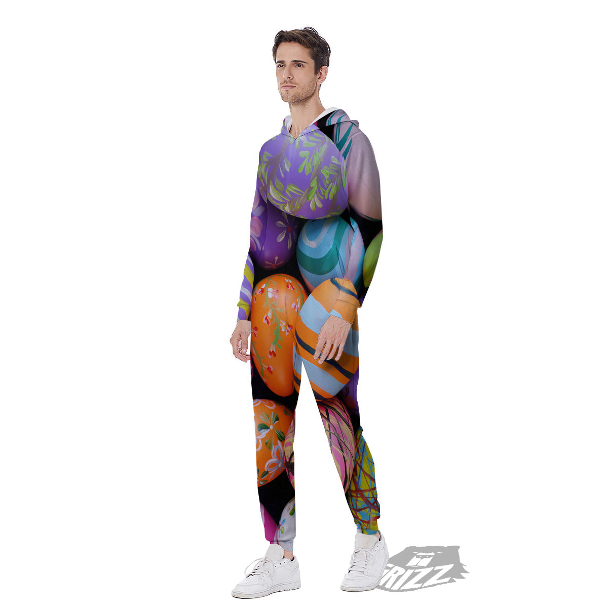 Easter Eggs Colorful Print Men's Jumpsuit-grizzshop