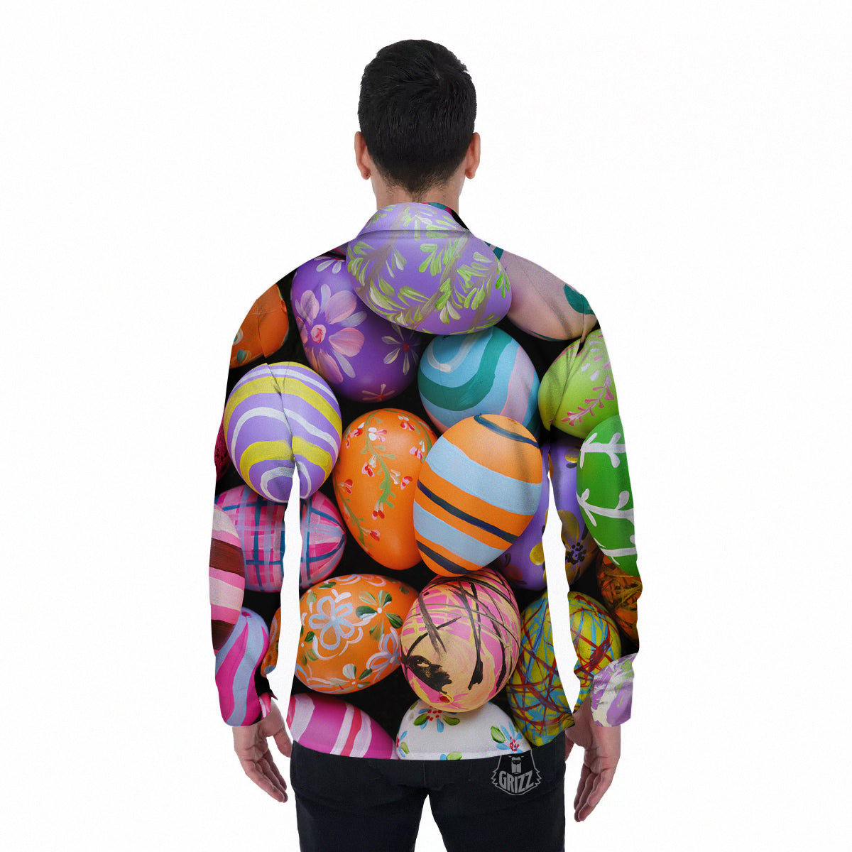 Easter Eggs Colorful Print Men's Long Sleeve Shirts-grizzshop