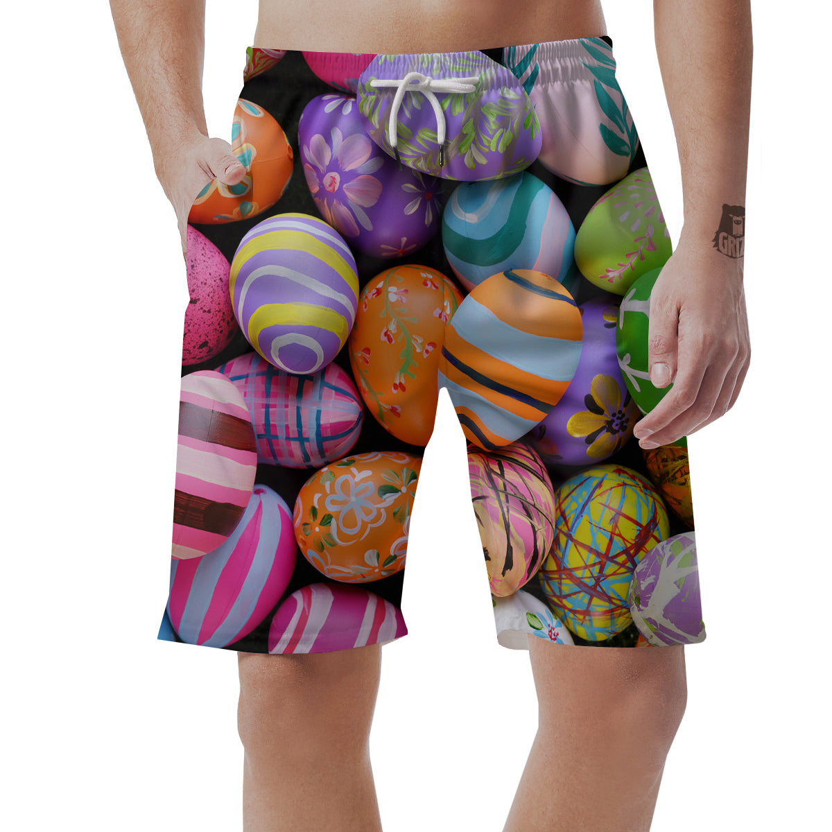 Easter Eggs Colorful Print Men's Shorts-grizzshop