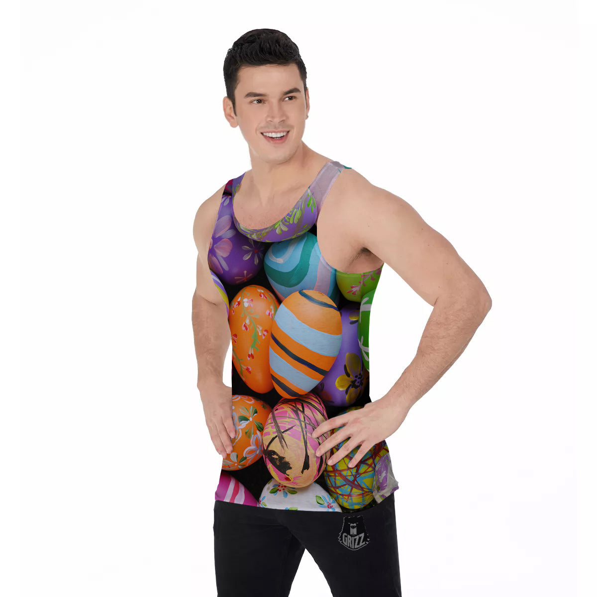 Easter Eggs Colorful Print Men's Tank Top-grizzshop