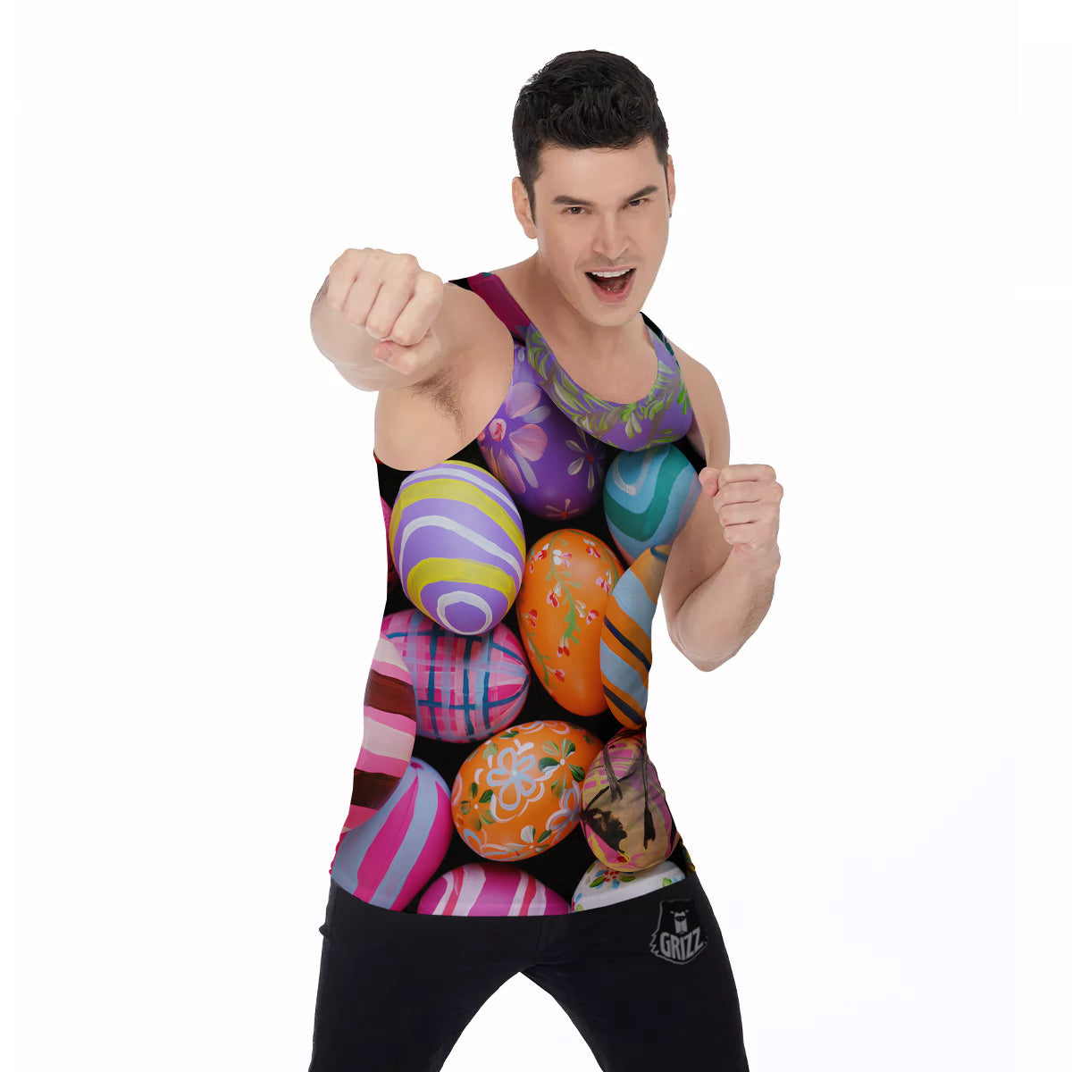 Easter Eggs Colorful Print Men's Tank Top-grizzshop