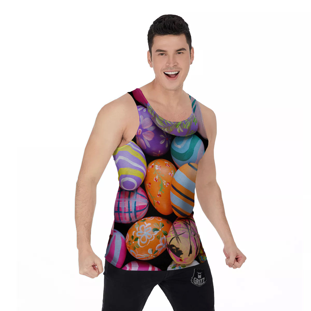 Easter Eggs Colorful Print Men's Tank Top-grizzshop