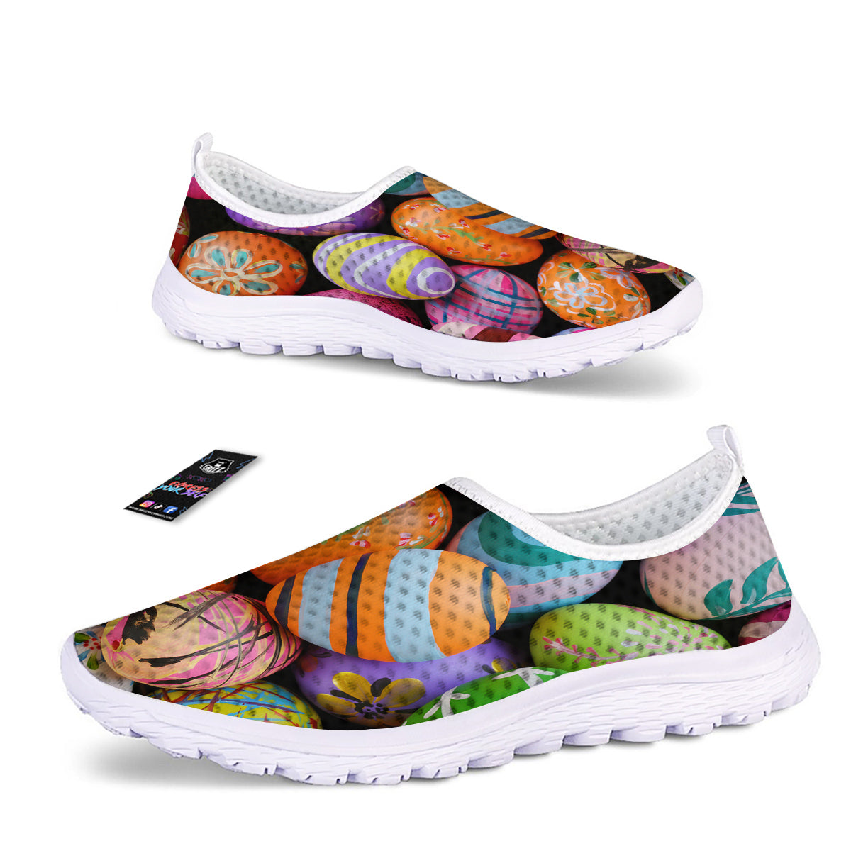 Easter Eggs Colorful Print Nurse Shoes-grizzshop