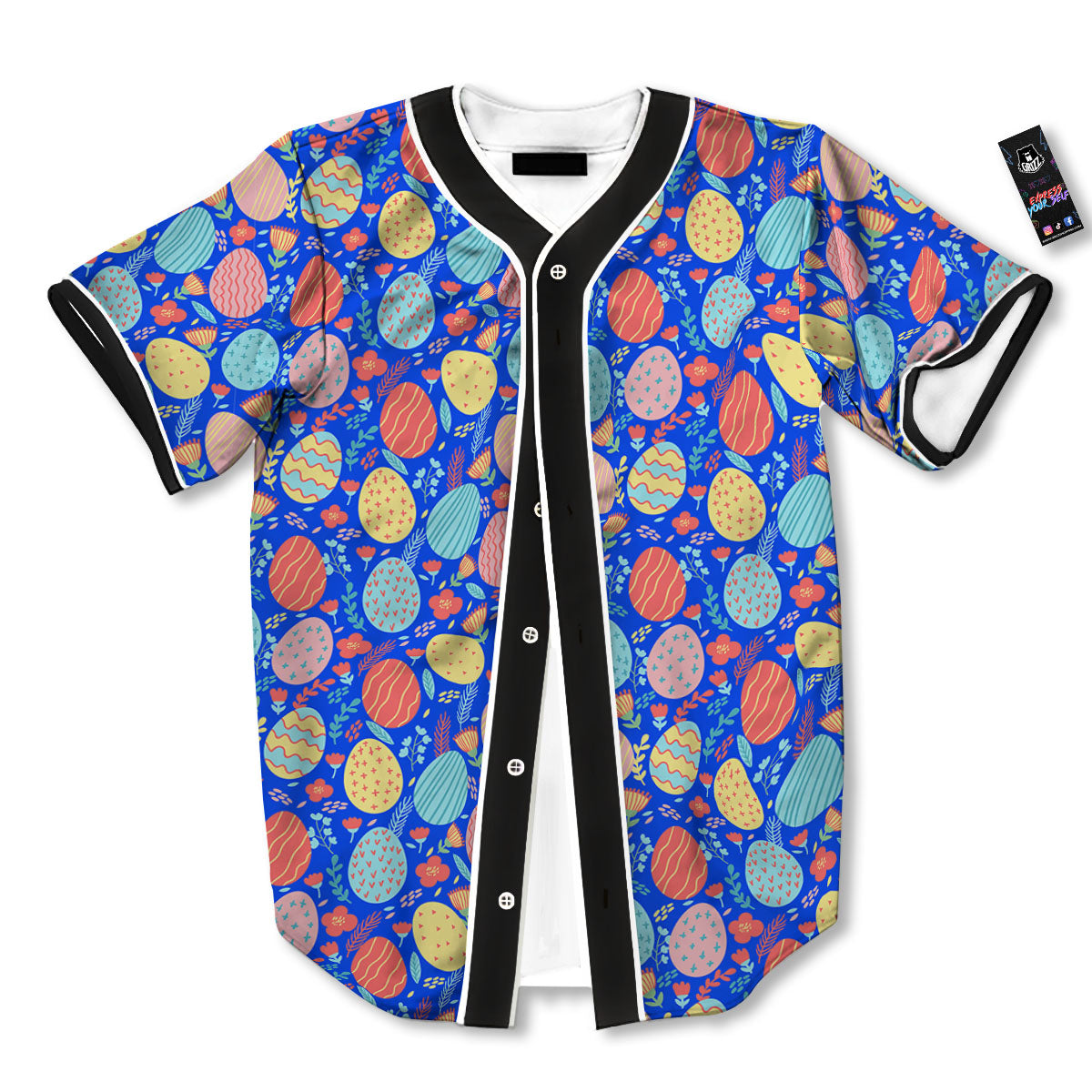 Easter Eggs Colorful Print Pattern Baseball Jersey-grizzshop
