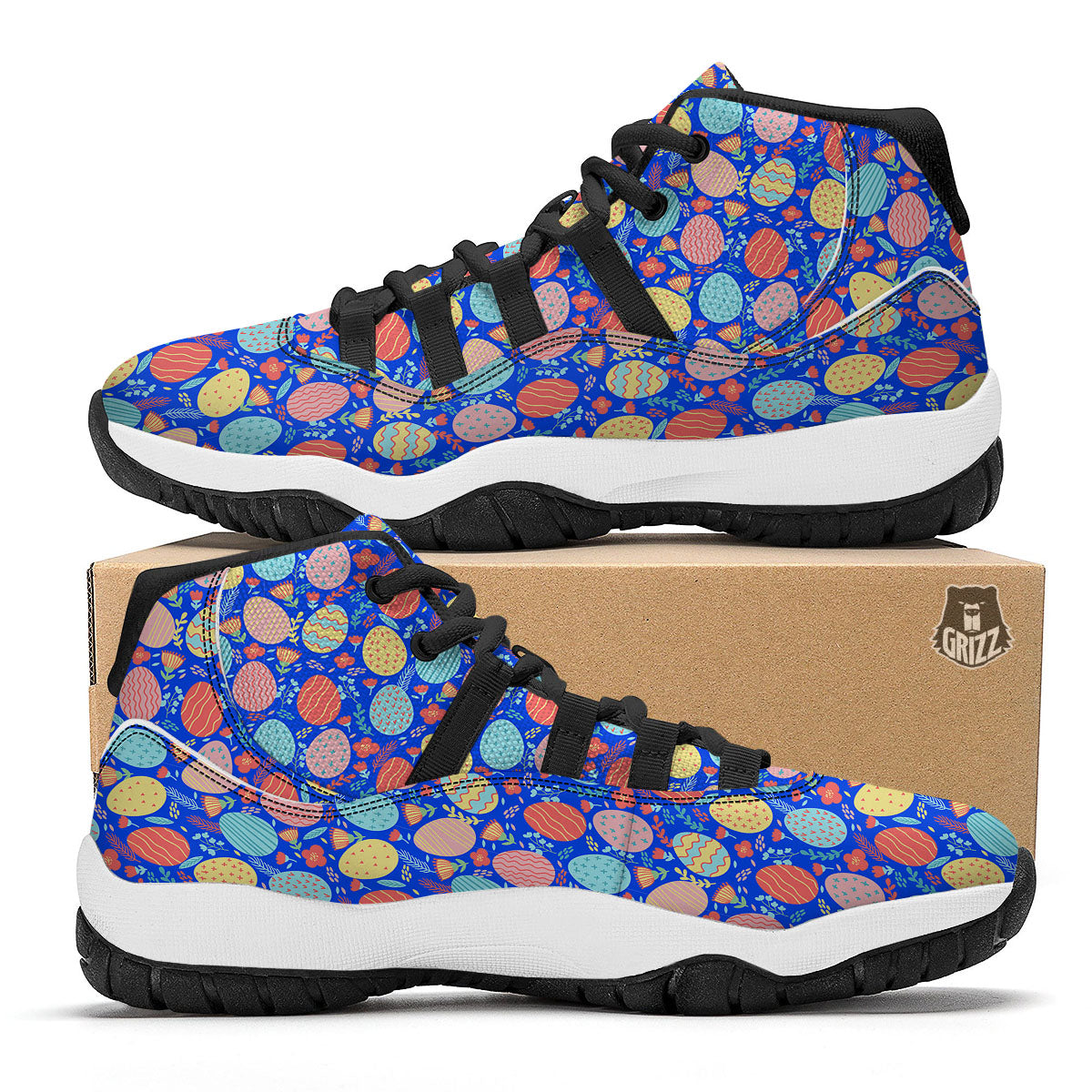 Easter Eggs Colorful Print Pattern Black Bball Shoes-grizzshop