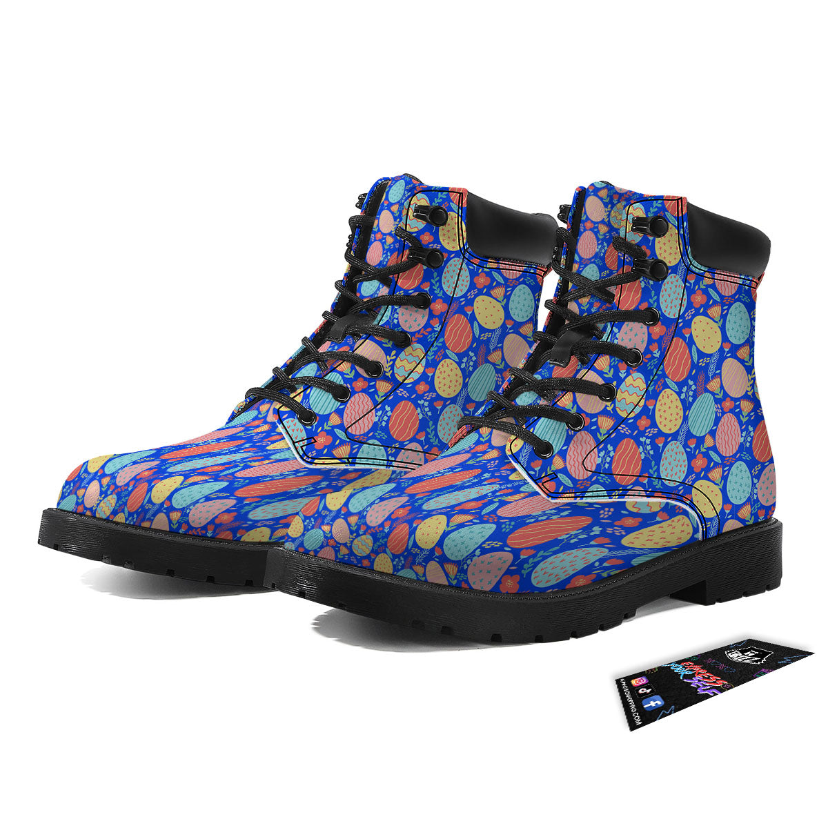 Easter Eggs Colorful Print Pattern Boots-grizzshop