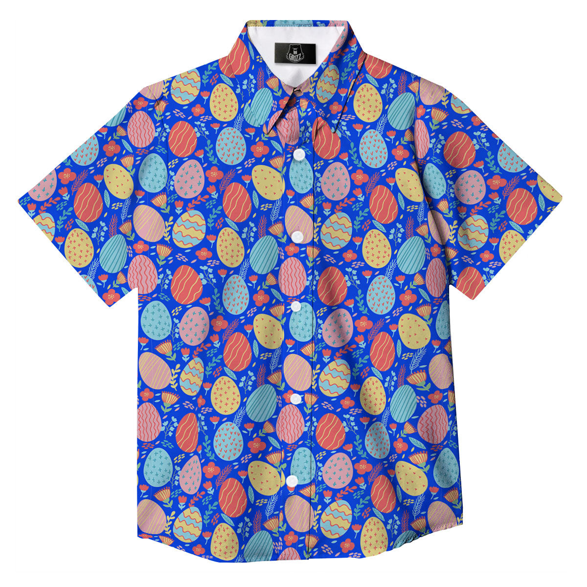 Easter Eggs Colorful Print Pattern Button Up Shirt-grizzshop