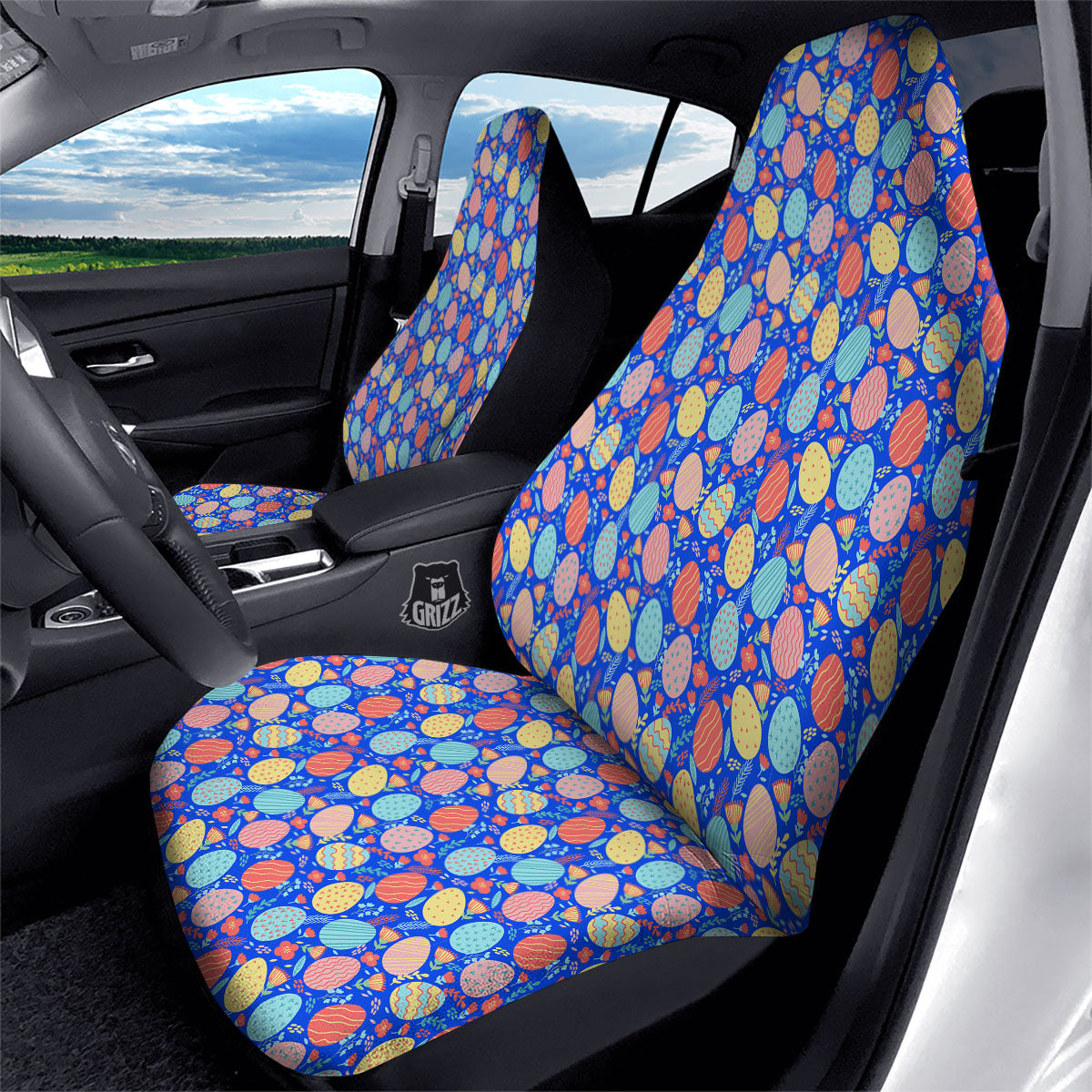 Easter Eggs Colorful Print Pattern Car Seat Covers-grizzshop