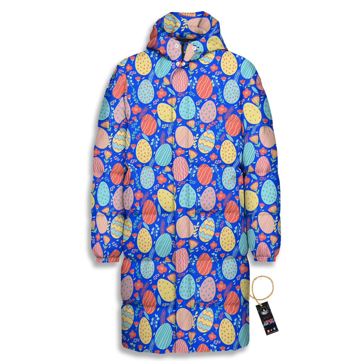 Easter Eggs Colorful Print Pattern Long Down Jacket-grizzshop