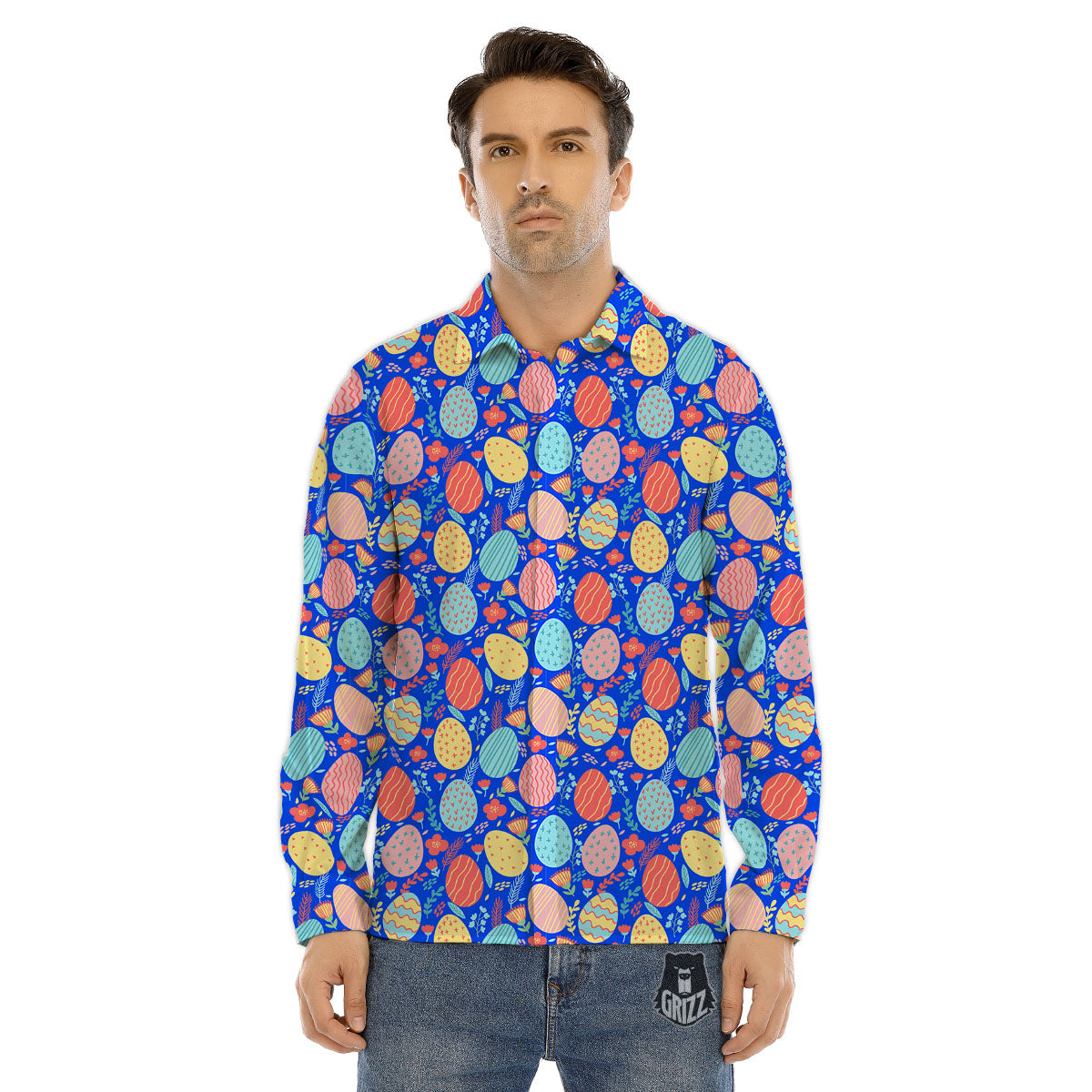 Easter Eggs Colorful Print Pattern Men's Dress Shirts-grizzshop