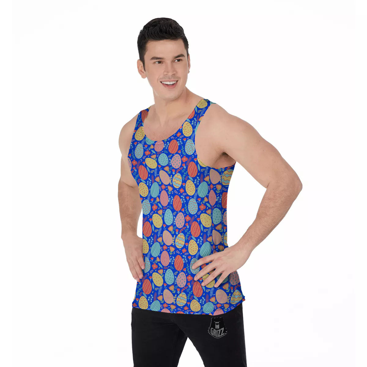Easter Eggs Colorful Print Pattern Men's Tank Top-grizzshop