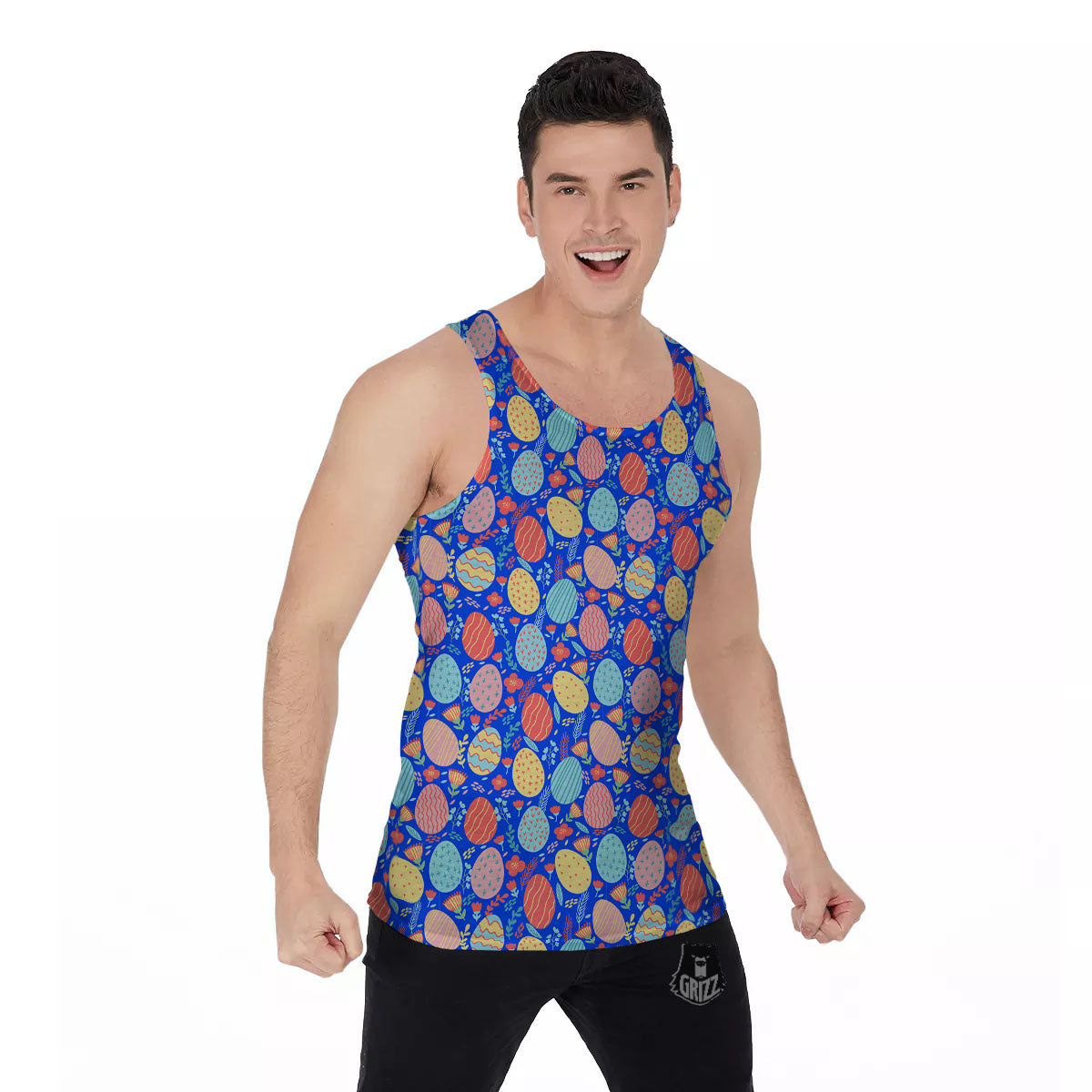 Easter Eggs Colorful Print Pattern Men's Tank Top-grizzshop