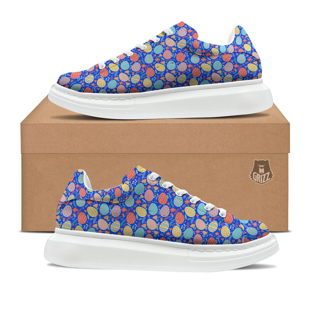 Easter Eggs Colorful Print Pattern Platform Shoes-grizzshop