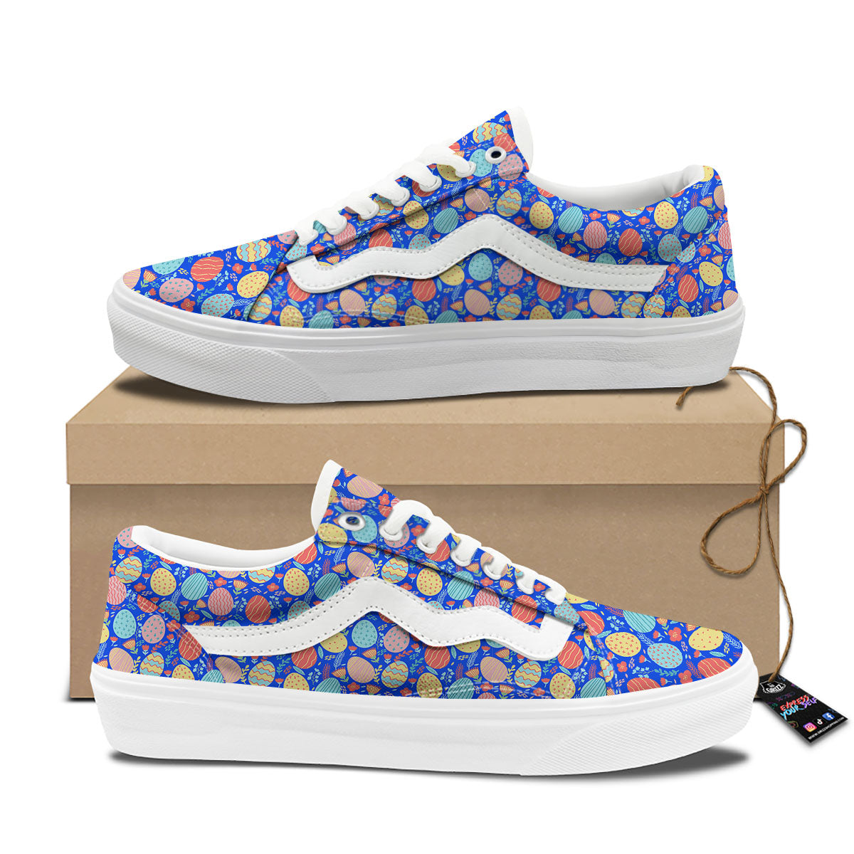Easter Eggs Colorful Print Pattern Skate Shoes-grizzshop