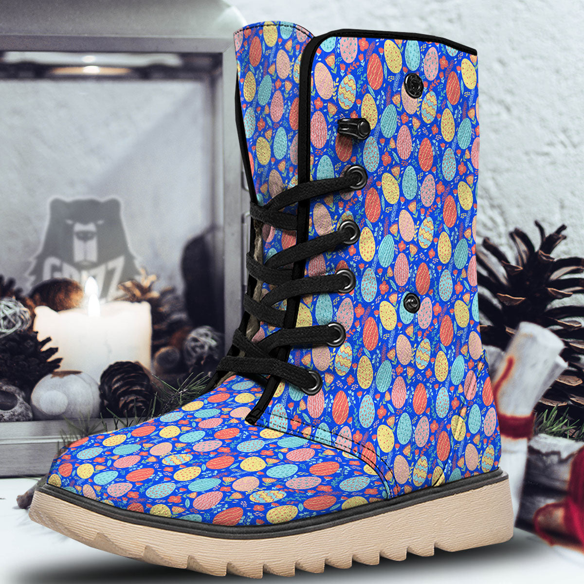 Easter Eggs Colorful Print Pattern Snow Boots-grizzshop