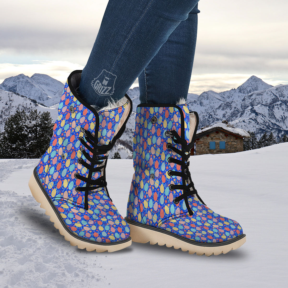 Easter Eggs Colorful Print Pattern Snow Boots-grizzshop