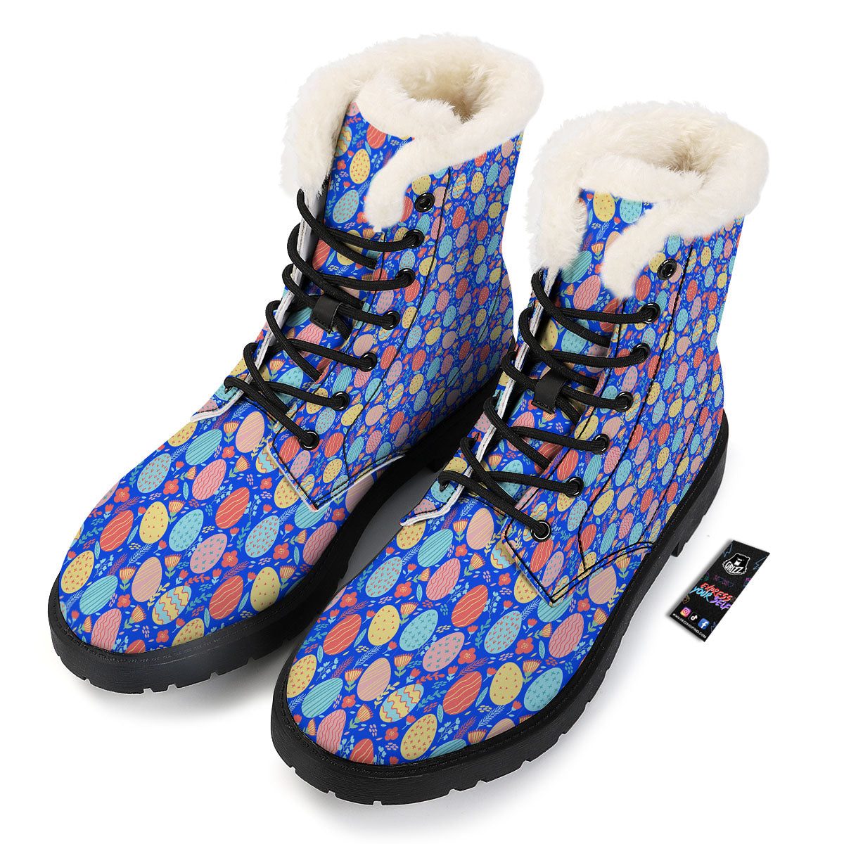 Easter Eggs Colorful Print Pattern Winter Boots-grizzshop