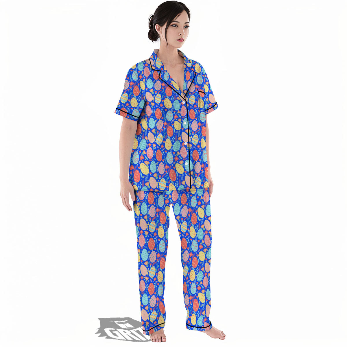 Easter Eggs Colorful Print Pattern Women's Pajamas Set-grizzshop