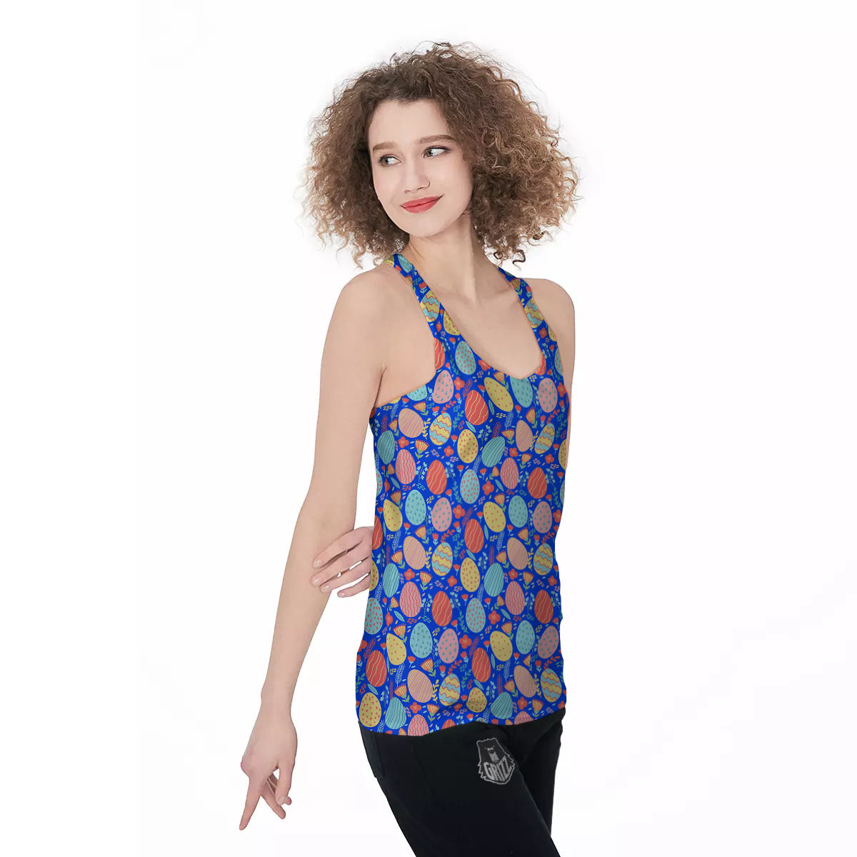 Easter Eggs Colorful Print Pattern Women's Racerback Tank Top-grizzshop
