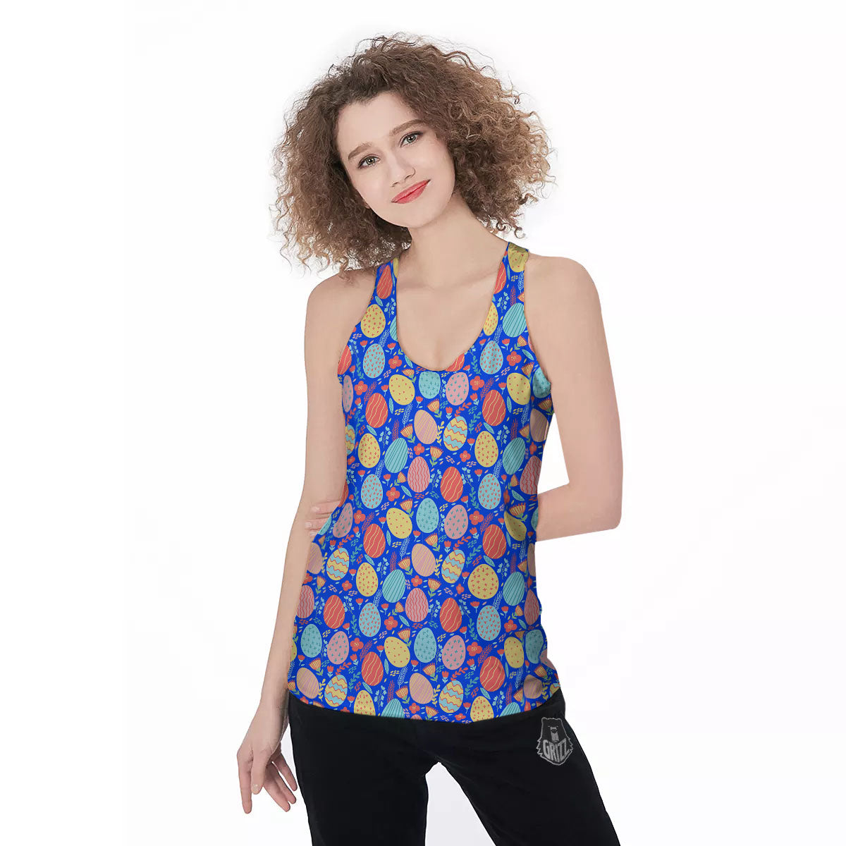 Easter Eggs Colorful Print Pattern Women's Racerback Tank Top-grizzshop