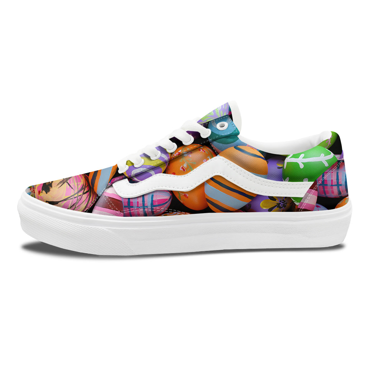 Easter Eggs Colorful Print Skate Shoes-grizzshop
