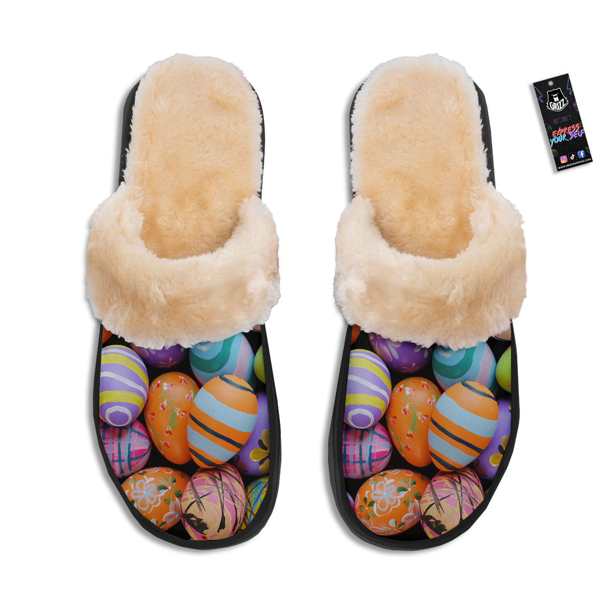 Easter Eggs Colorful Print Slippers-grizzshop