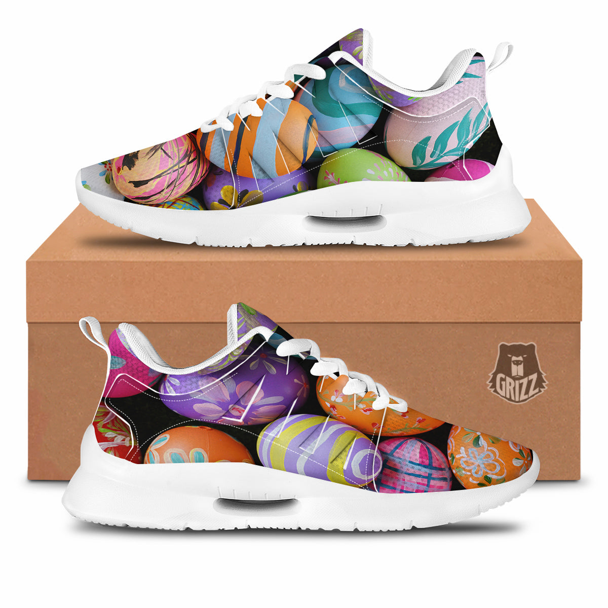 Easter Eggs Colorful Print Tennis Shoes-grizzshop
