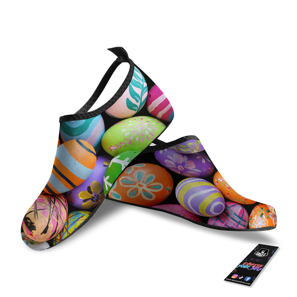 Easter Eggs Colorful Print Water Shoes-grizzshop
