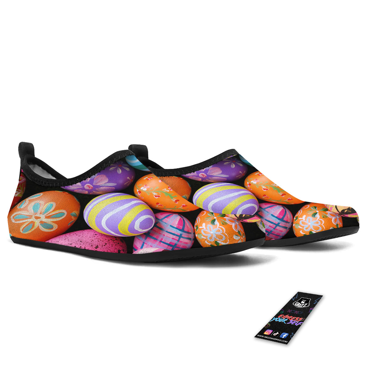 Easter Eggs Colorful Print Water Shoes-grizzshop