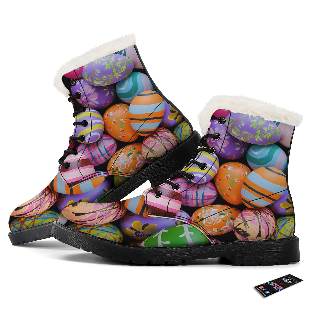 Easter Eggs Colorful Print Winter Boots-grizzshop