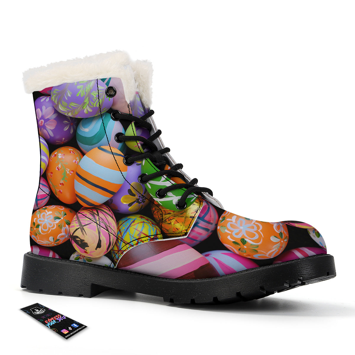 Easter Eggs Colorful Print Winter Boots-grizzshop