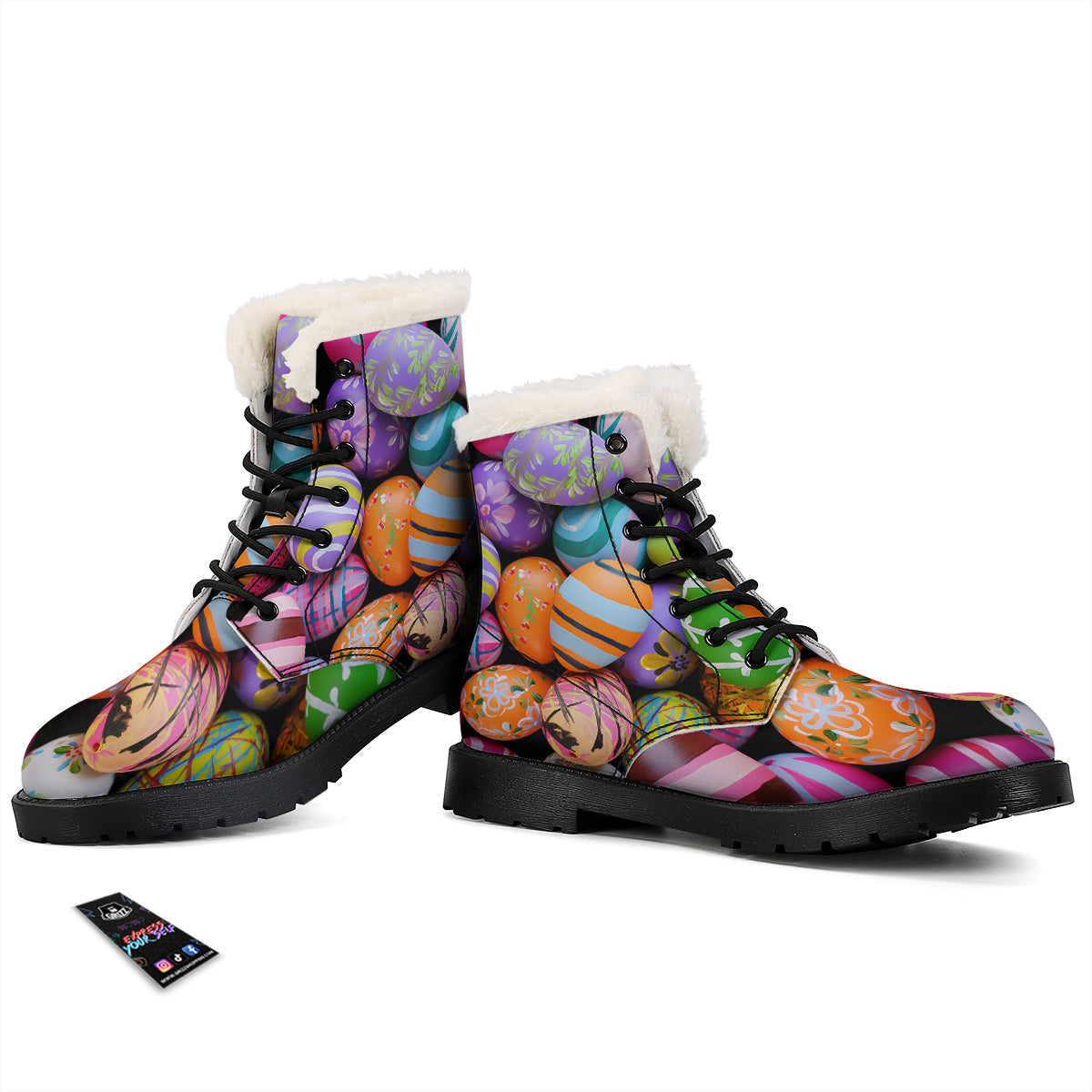 Easter Eggs Colorful Print Winter Boots-grizzshop