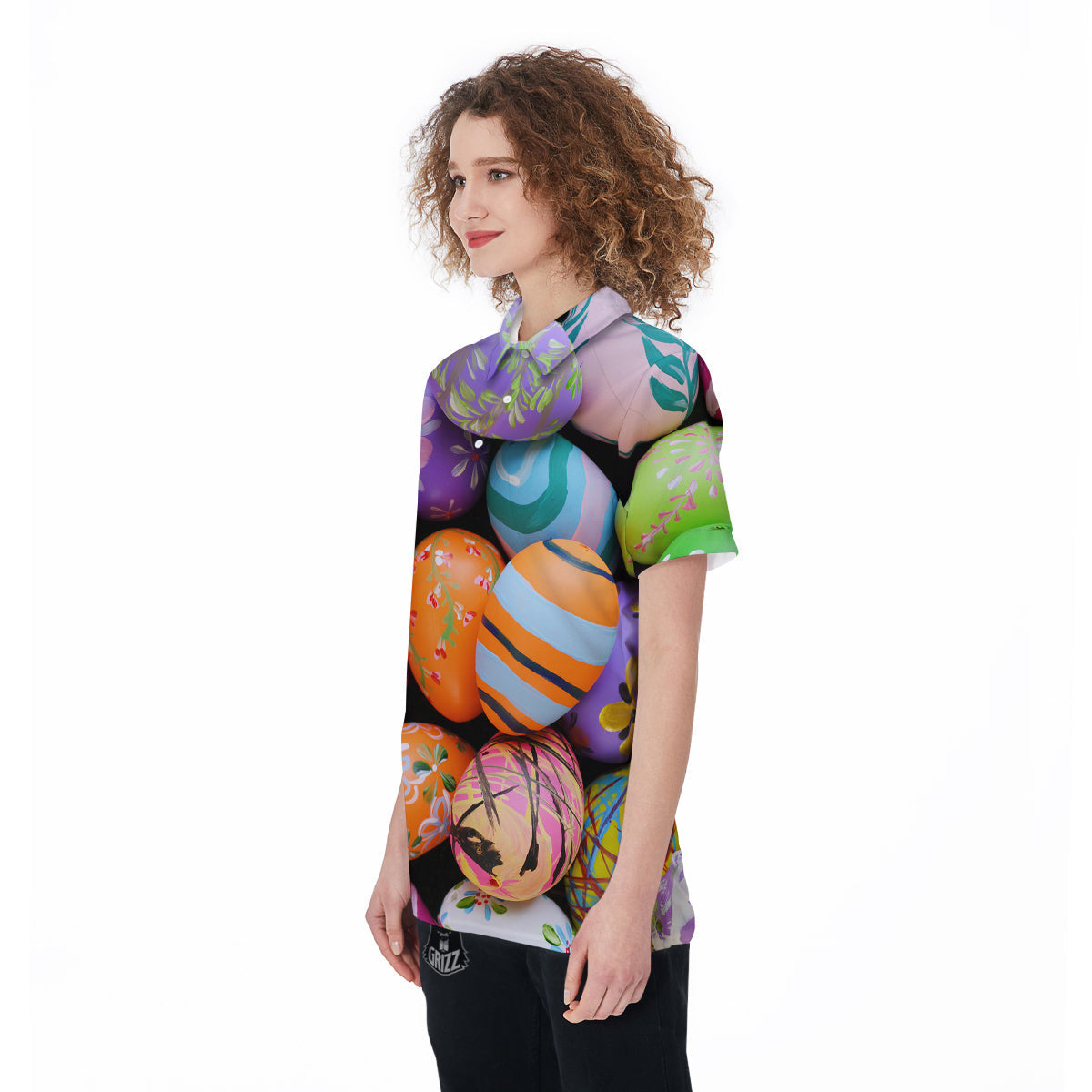Easter Eggs Colorful Print Women's Golf Shirts-grizzshop
