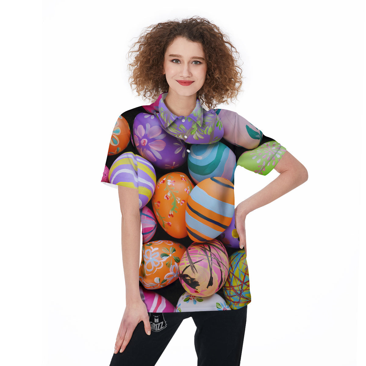 Easter Eggs Colorful Print Women's Golf Shirts-grizzshop