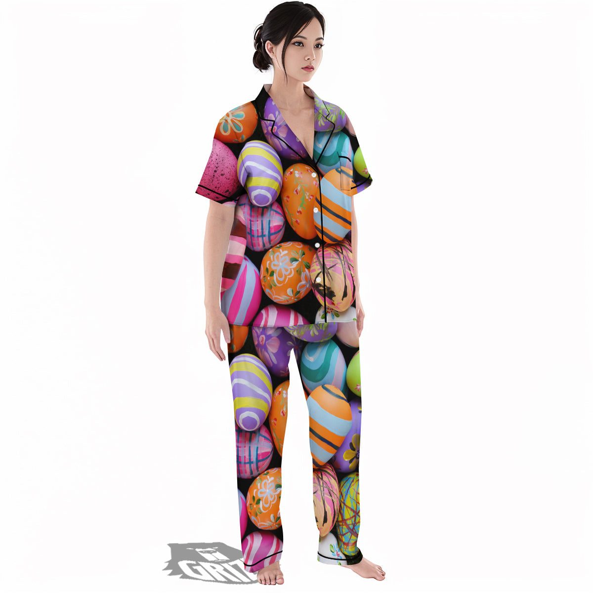 Easter Eggs Colorful Print Women's Pajamas Set-grizzshop
