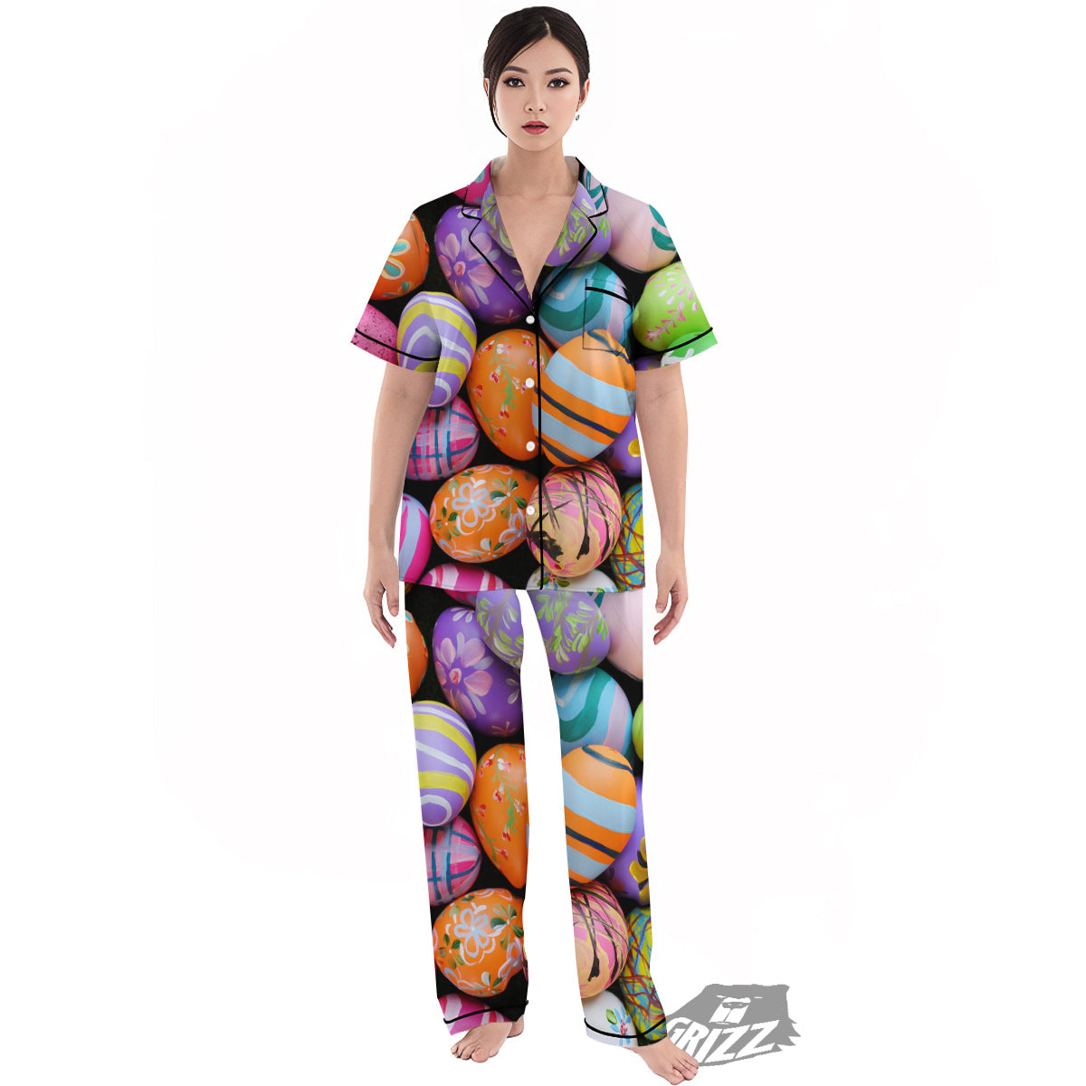 Easter Eggs Colorful Print Women's Pajamas Set-grizzshop